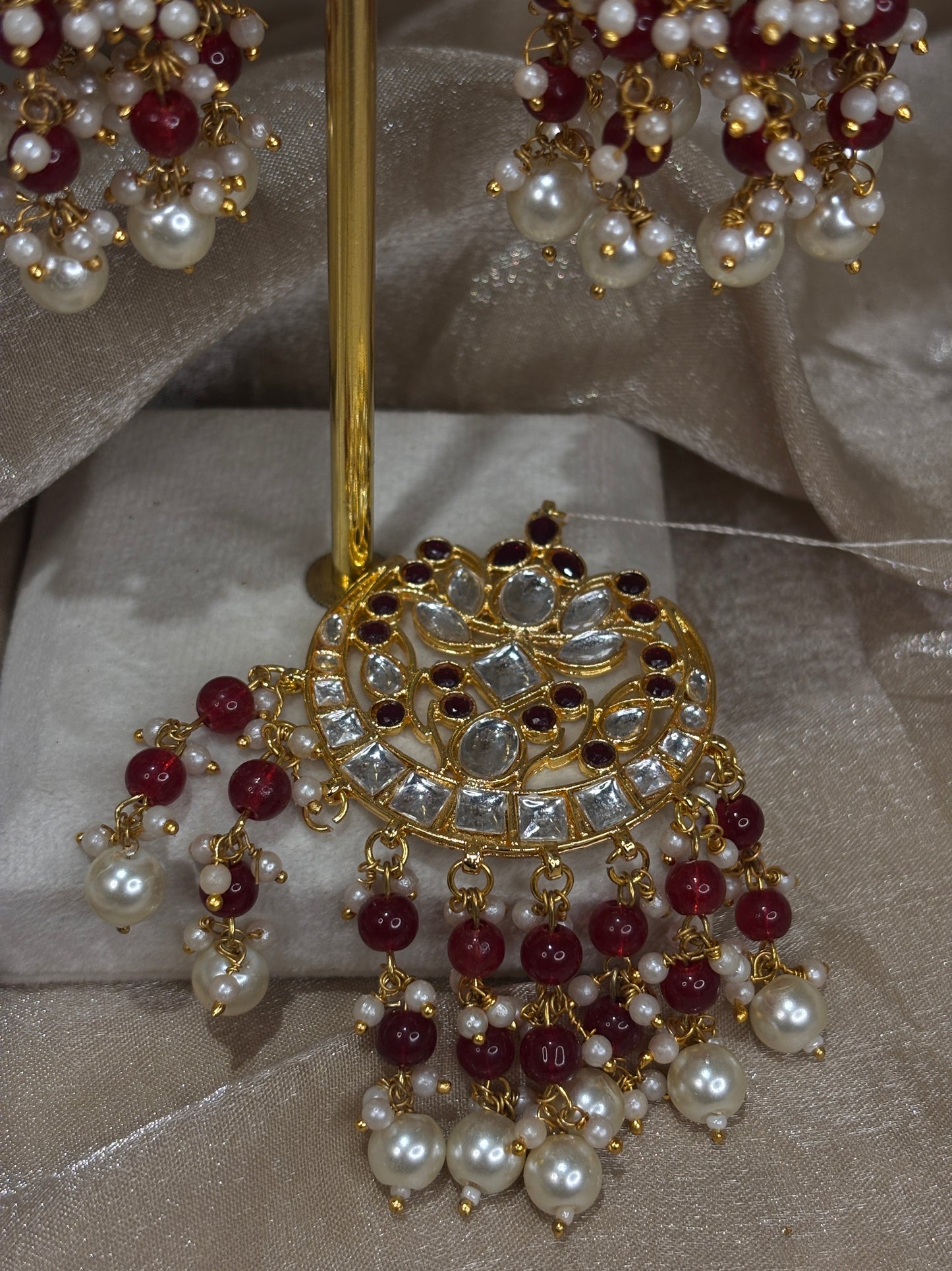 Maroon kundan choker set