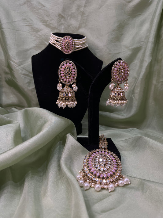 Baby pink choker set