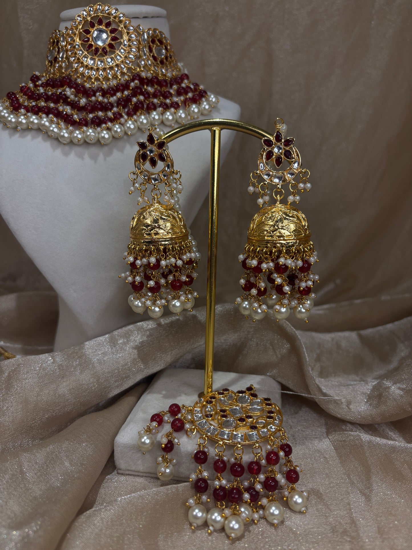 Maroon kundan choker set