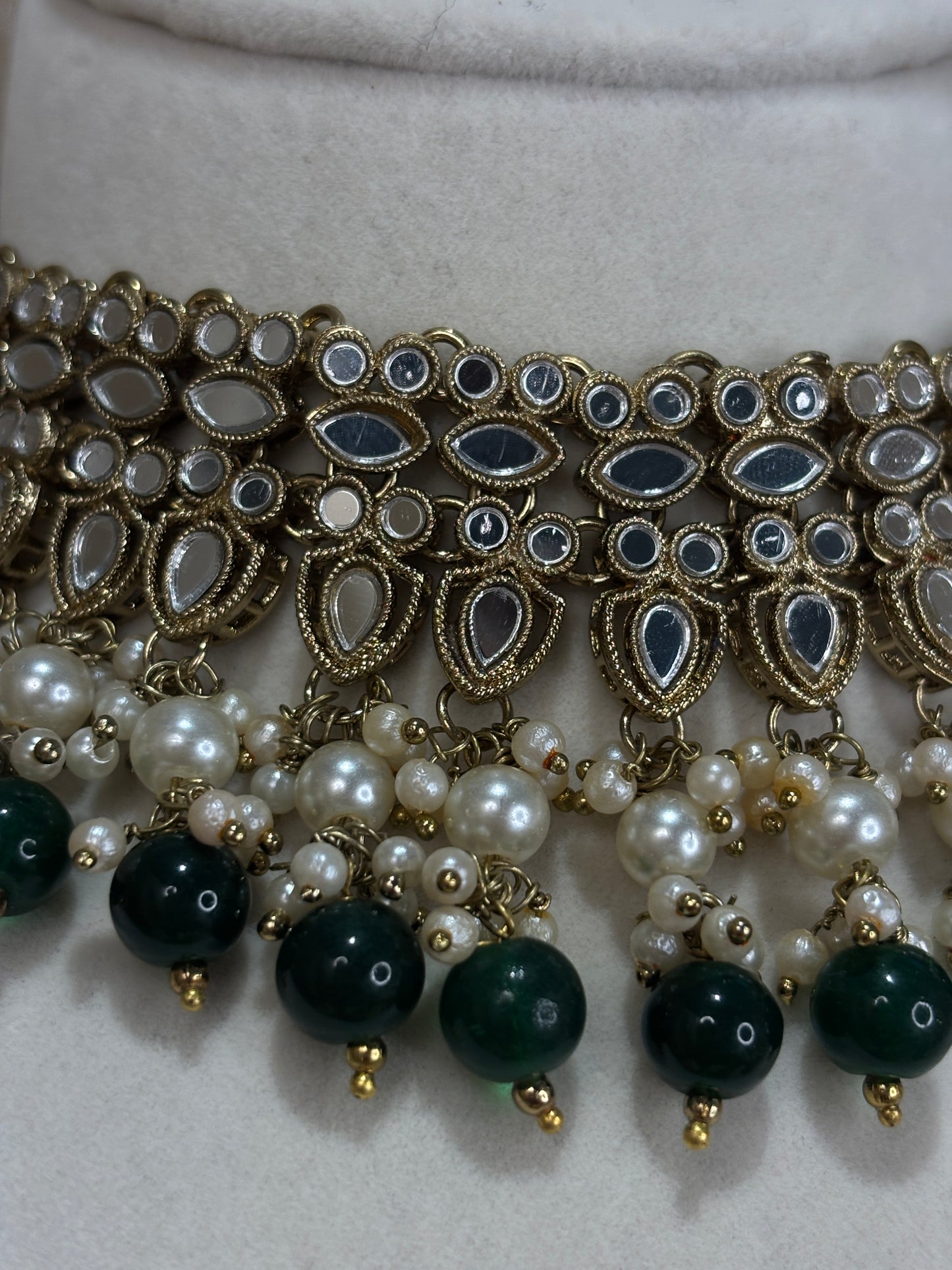 Emerald green mirror work set