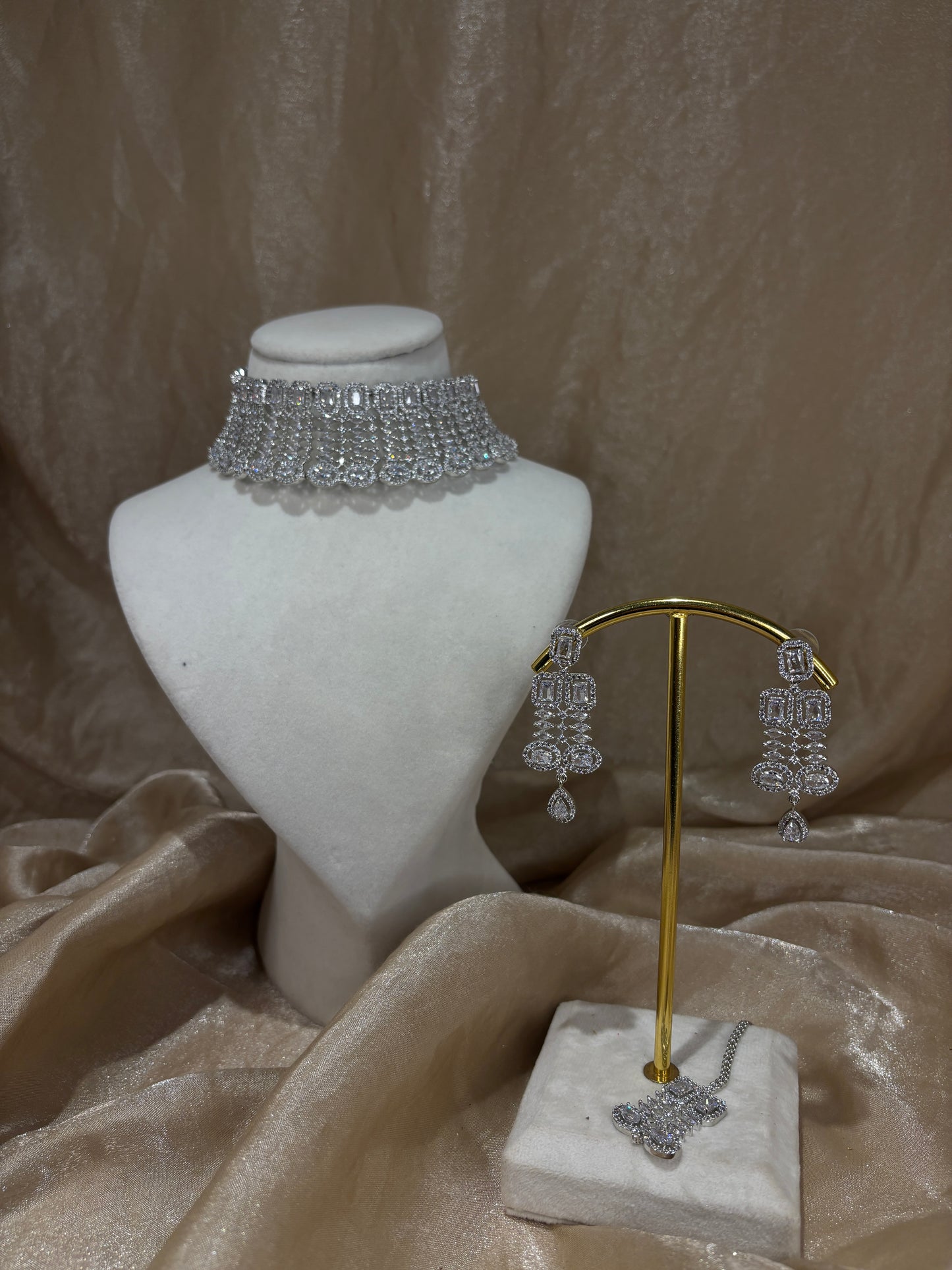 Silver American diamond set