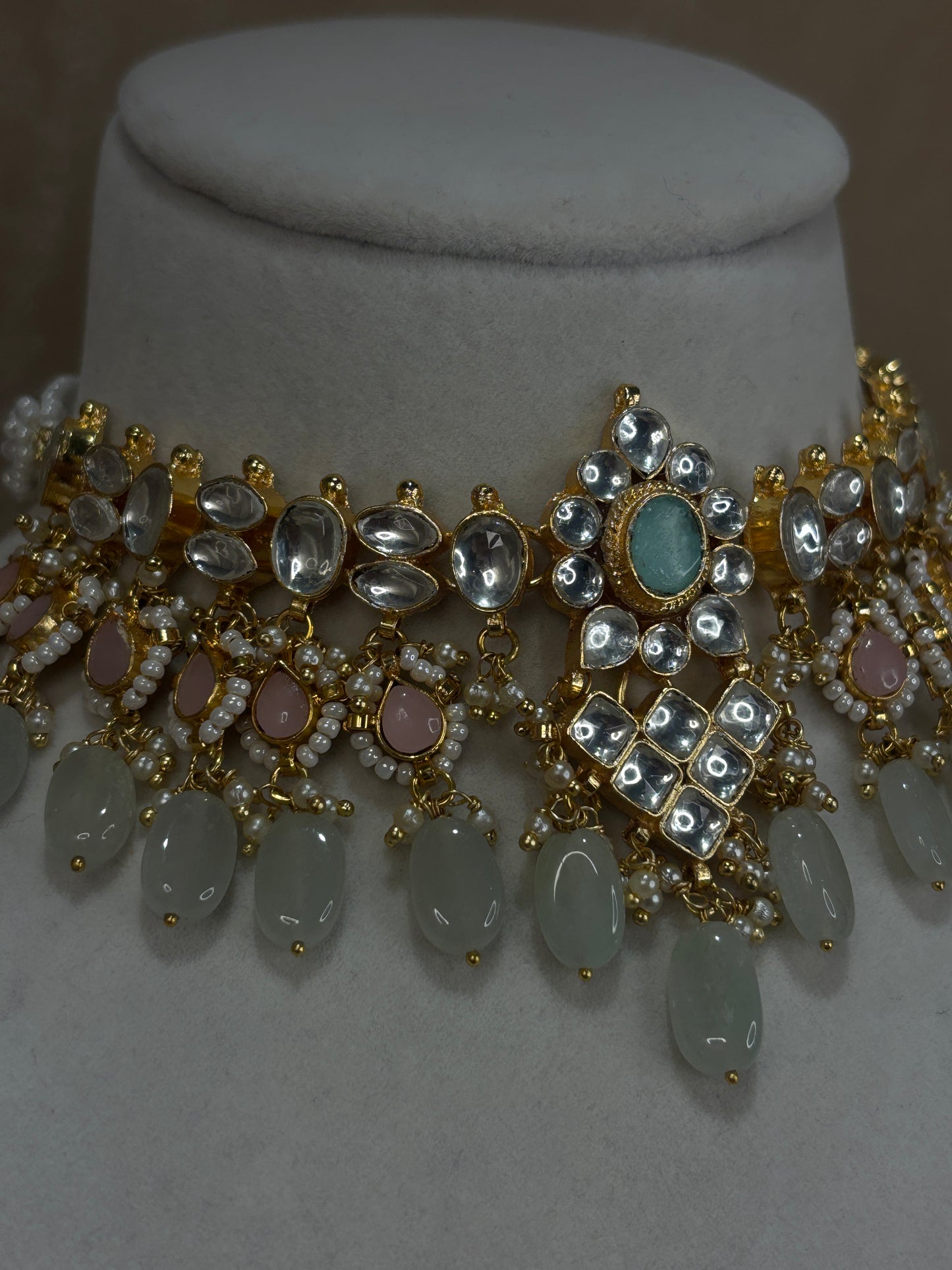 Mint green/baby pink choker set