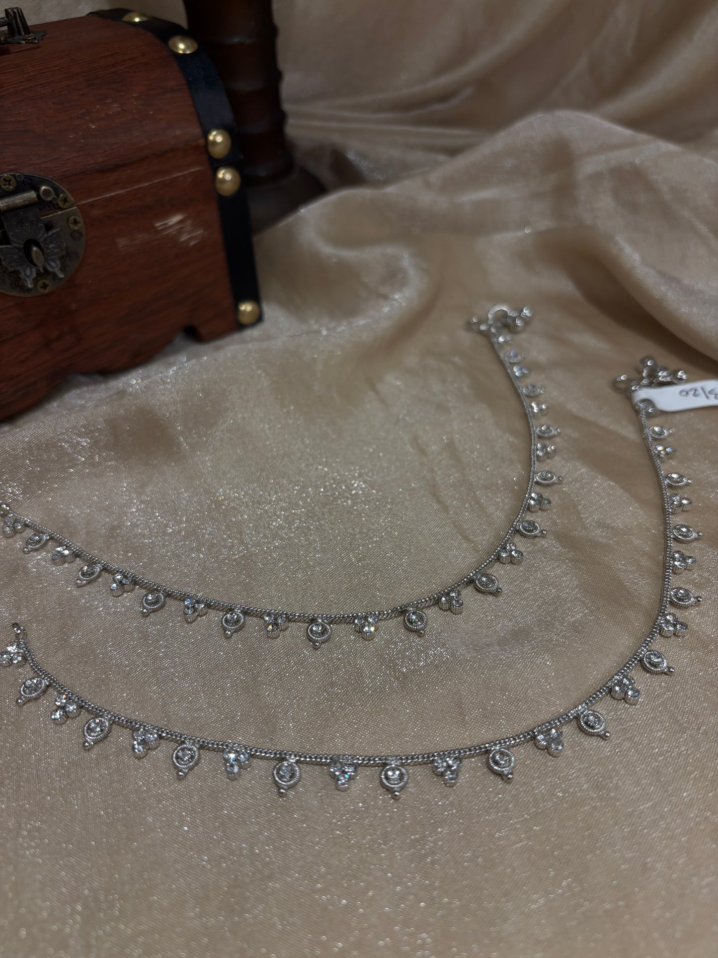 Simple silver anklets
