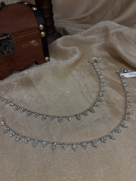 Simple silver anklets