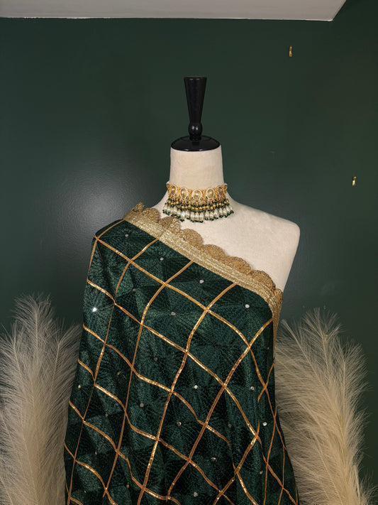 Emerald green phulkari