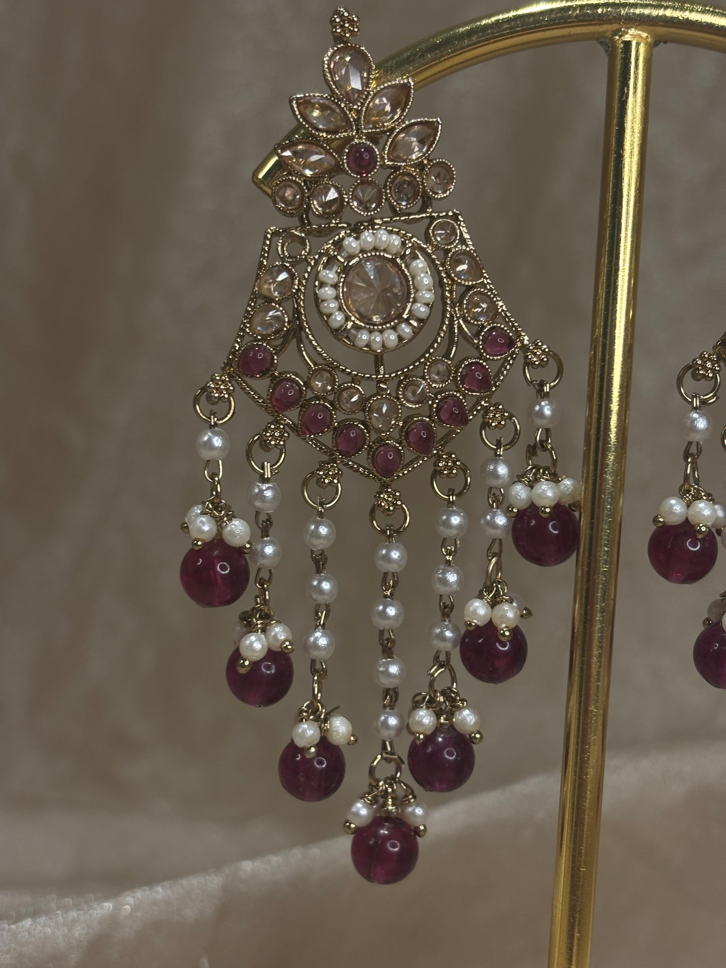 Maroon earring/tikka set