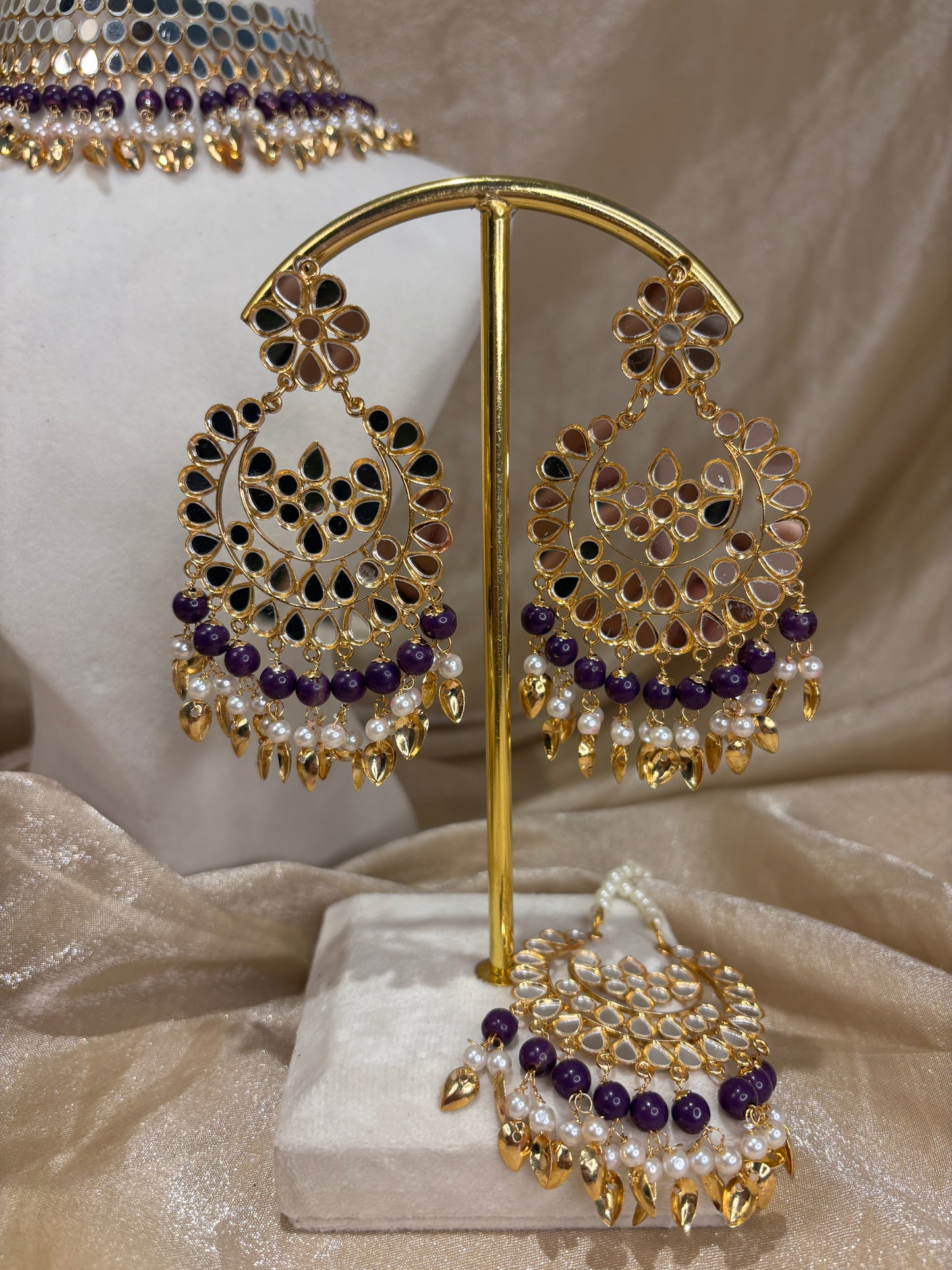 Purple mirror work choker set