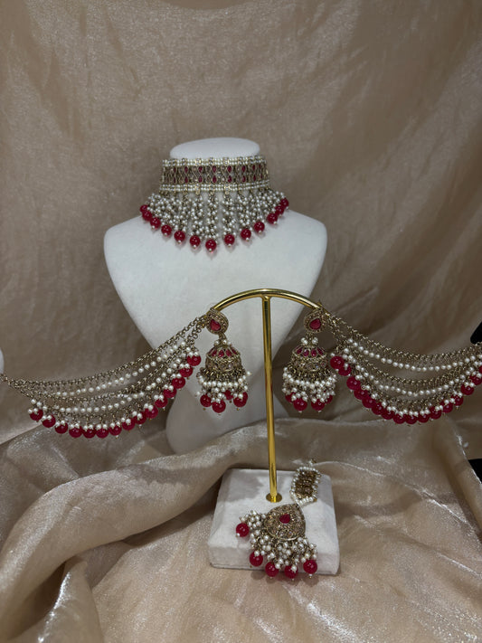 Hot pink statement choker set
