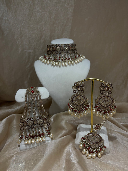Maroon choker set