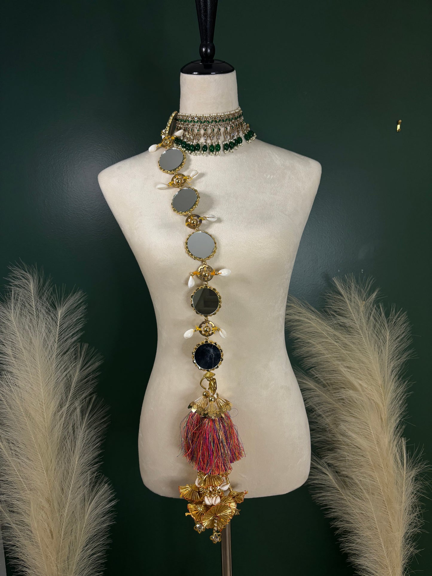 Multi-colour mirror work parandi