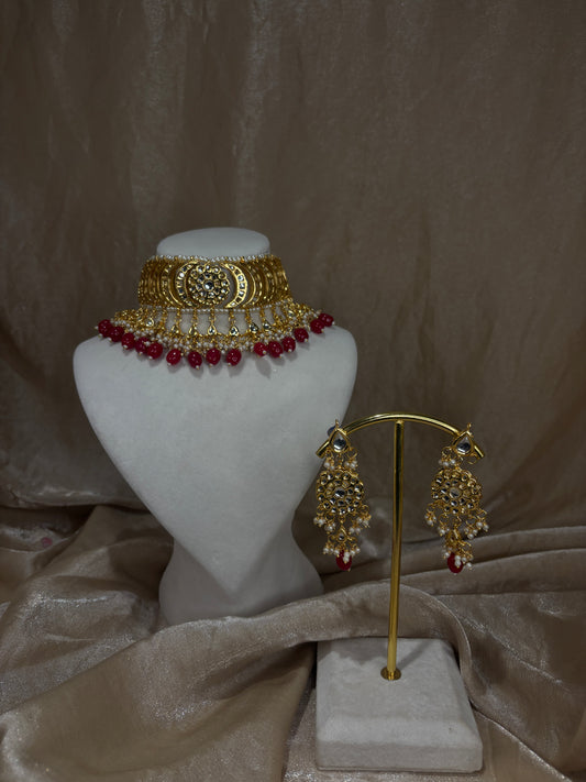 Red kundan choker set