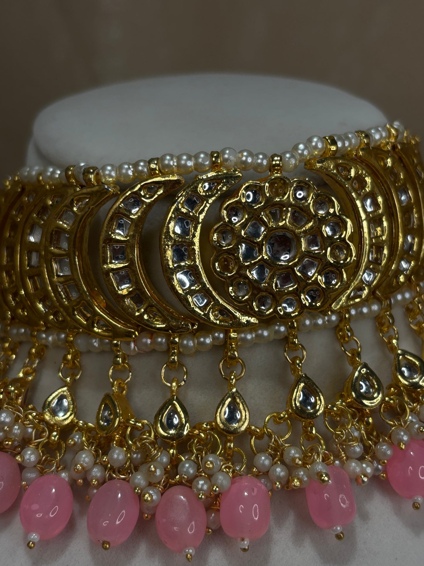 Pink kundan choker set