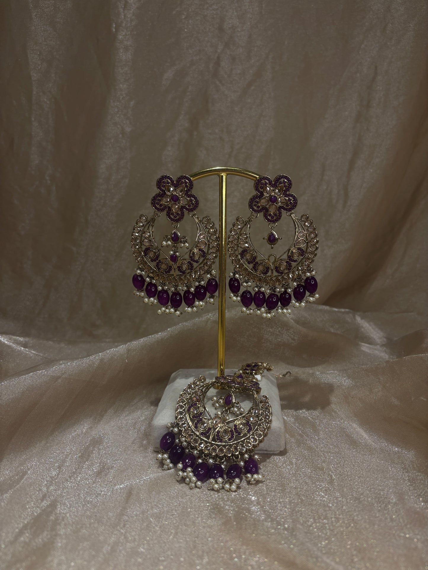 Purple earring/tikka set