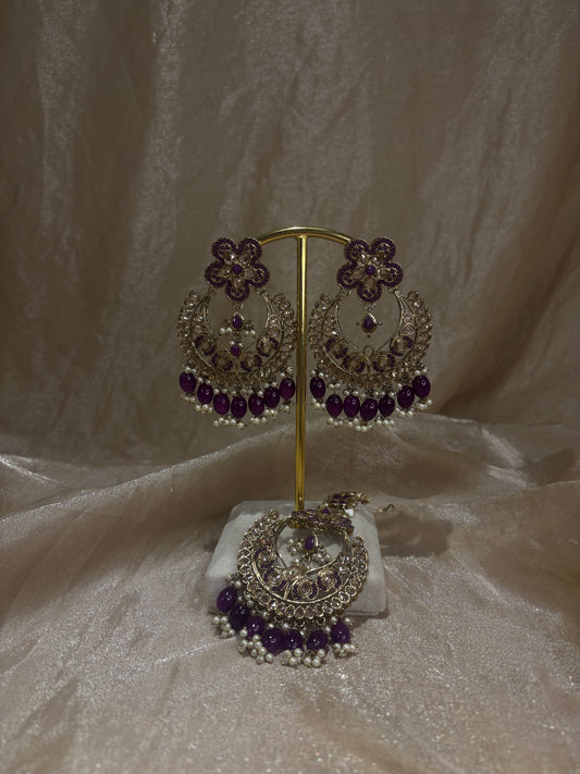 Purple earring/tikka set