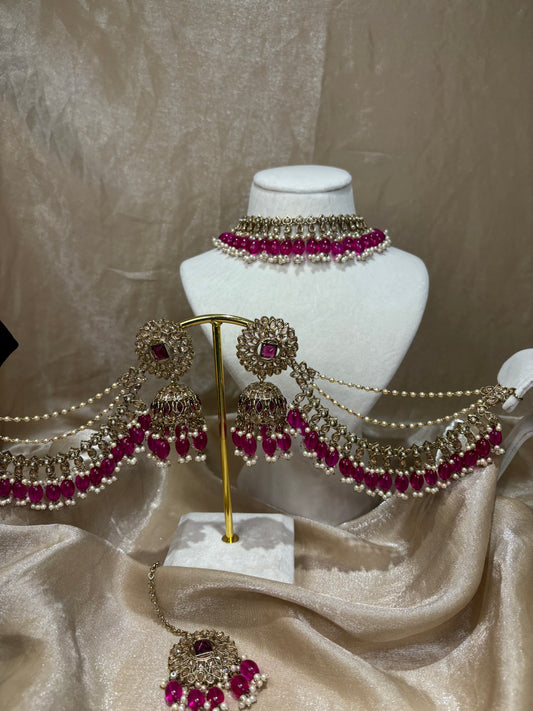 Hot pink necklace set