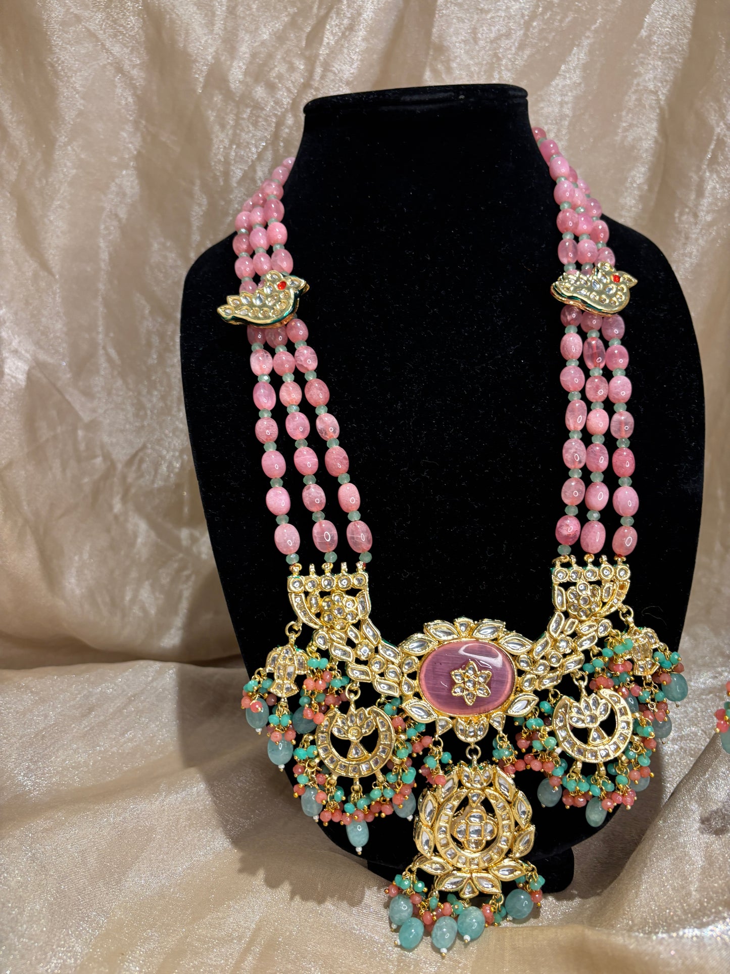 Baby pink and blue necklace set