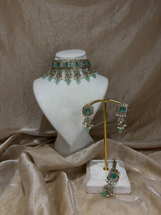 Mint green choker set