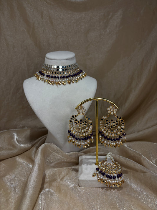Purple mirror work choker set