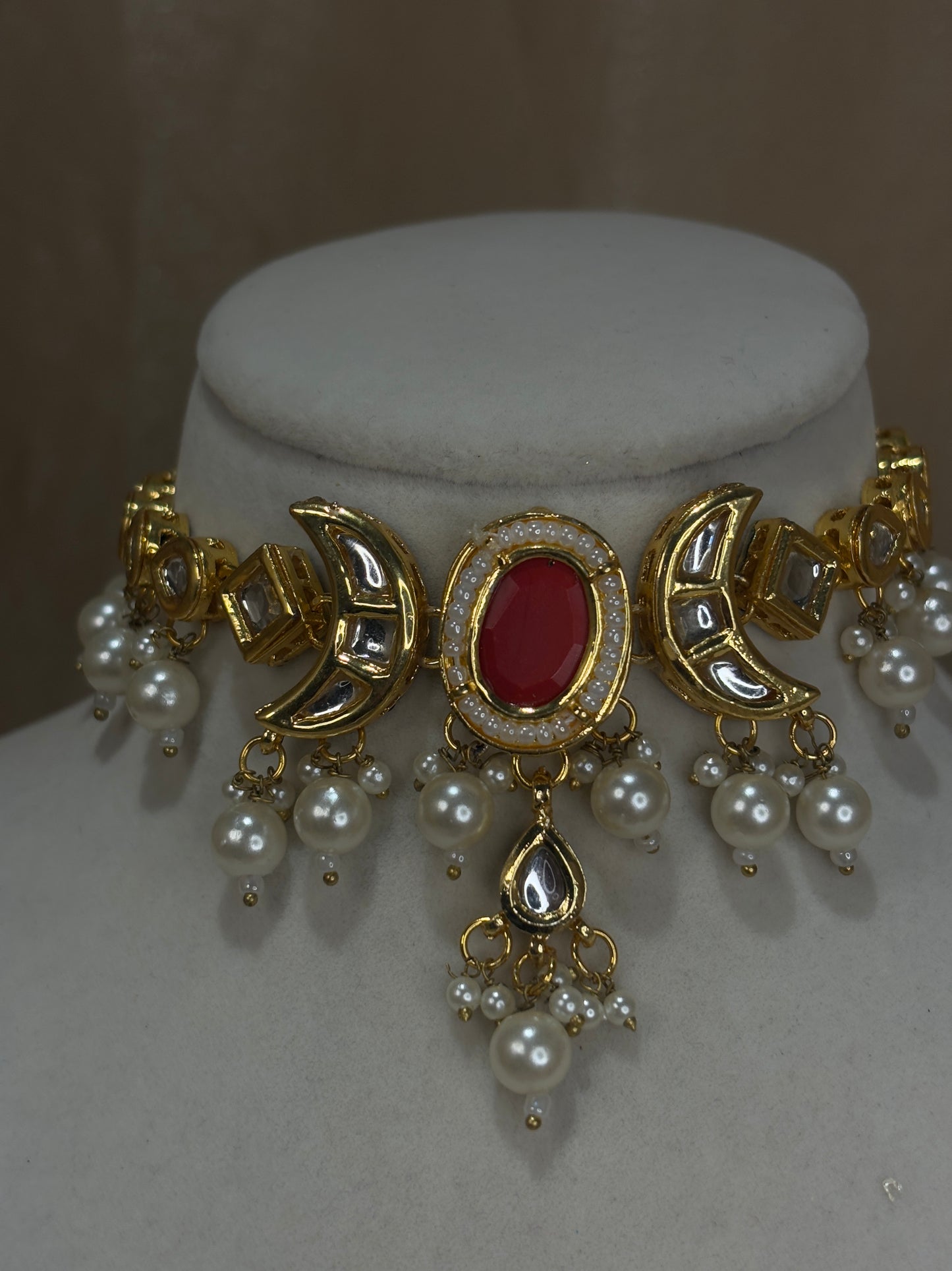 Red kundan choker set