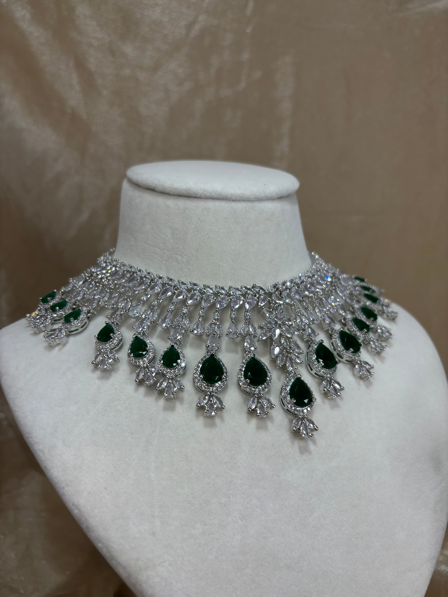 Emerald green American diamond set