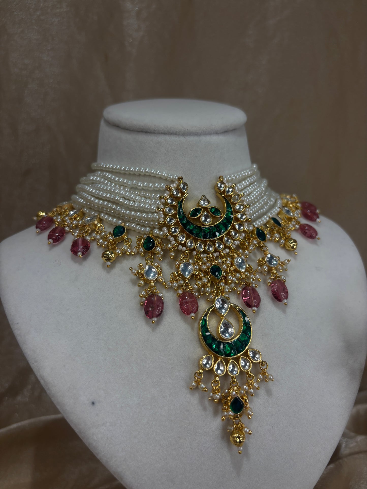 Emearld green/purple choker set