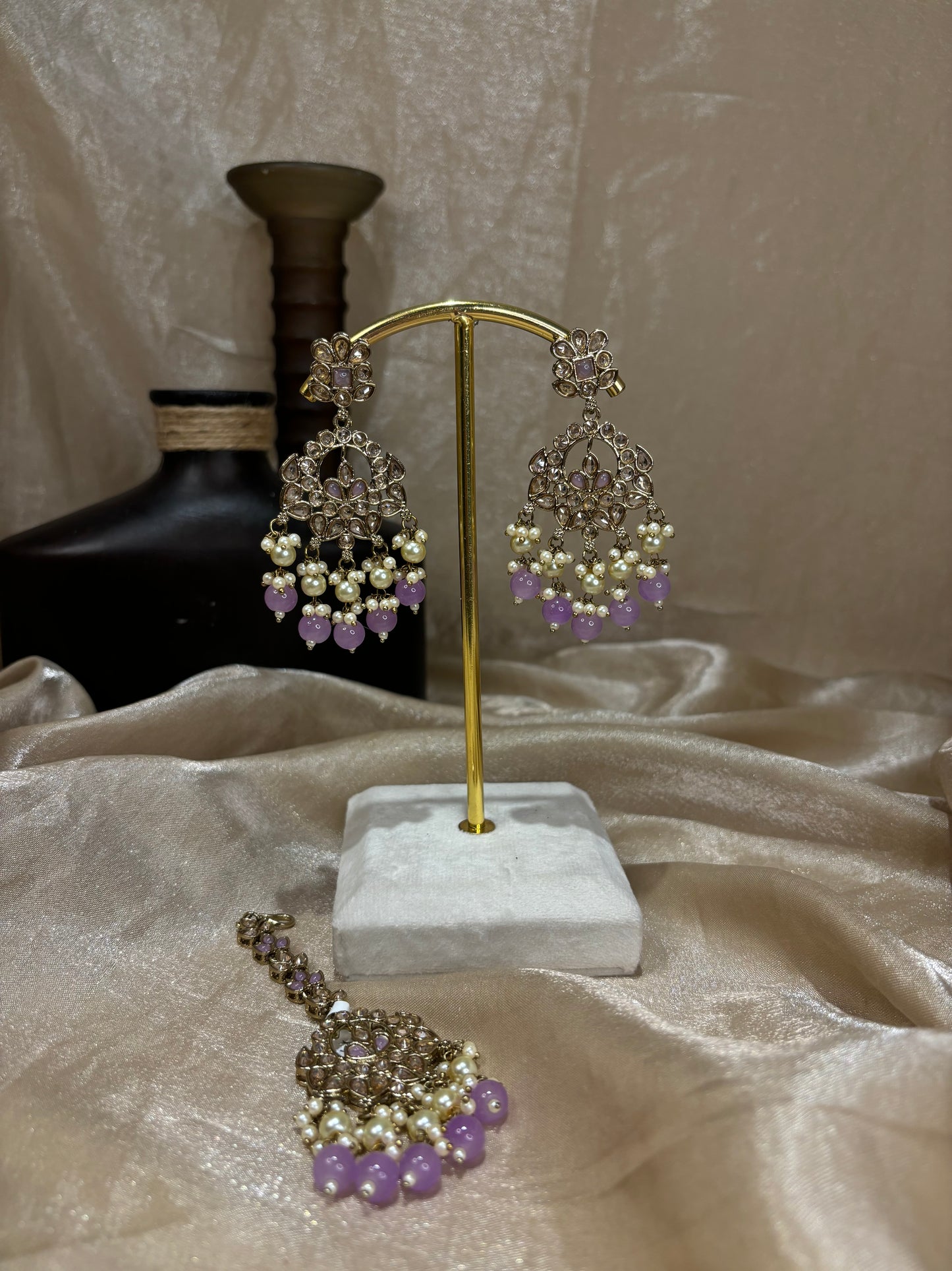 Lavender earring/tikka set