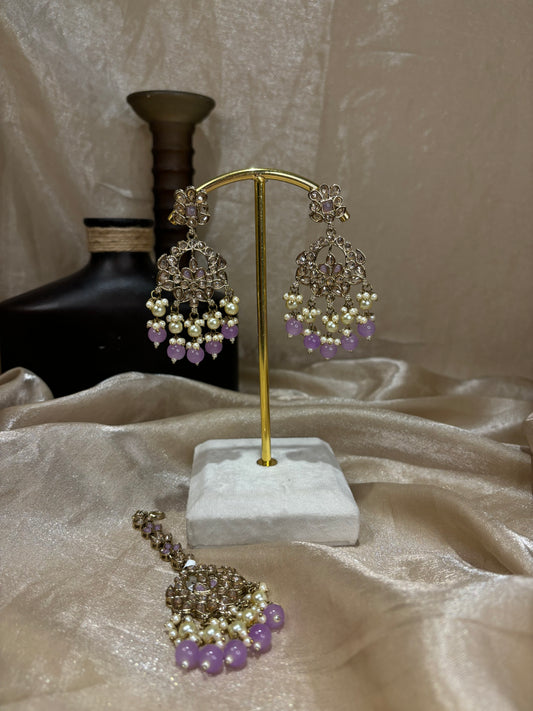 Lavender earring/tikka set