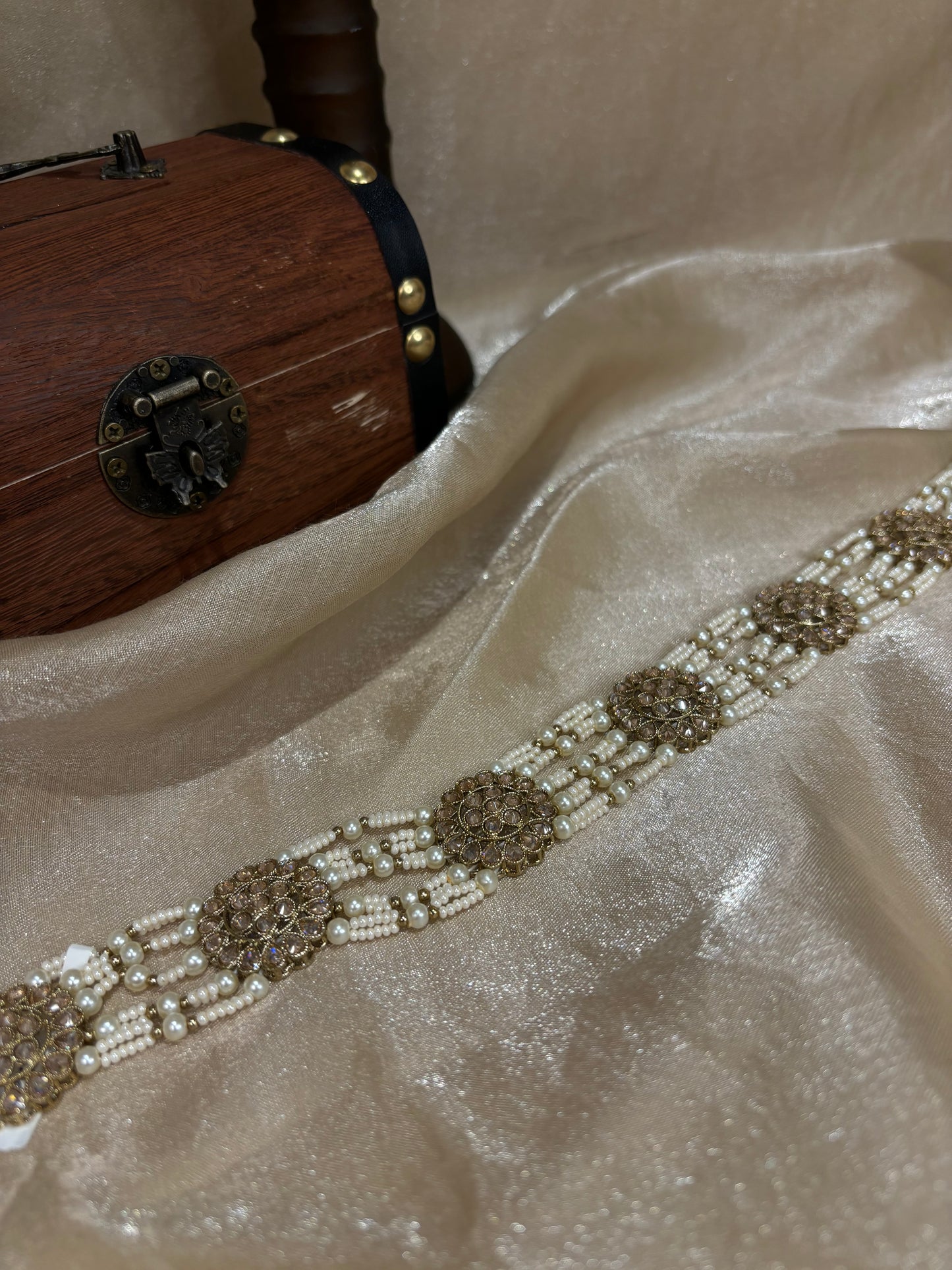 Pearl detail matha patti