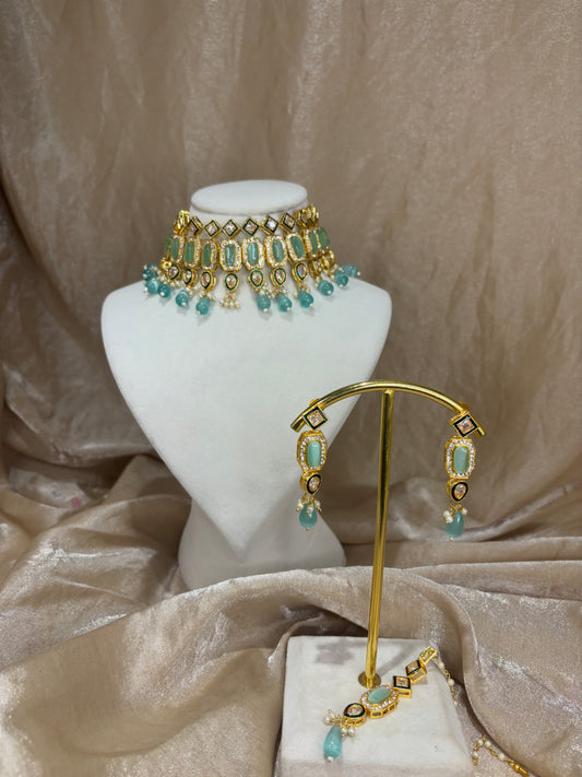 Sea green choker set