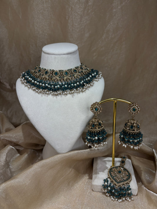 Teal necklace set