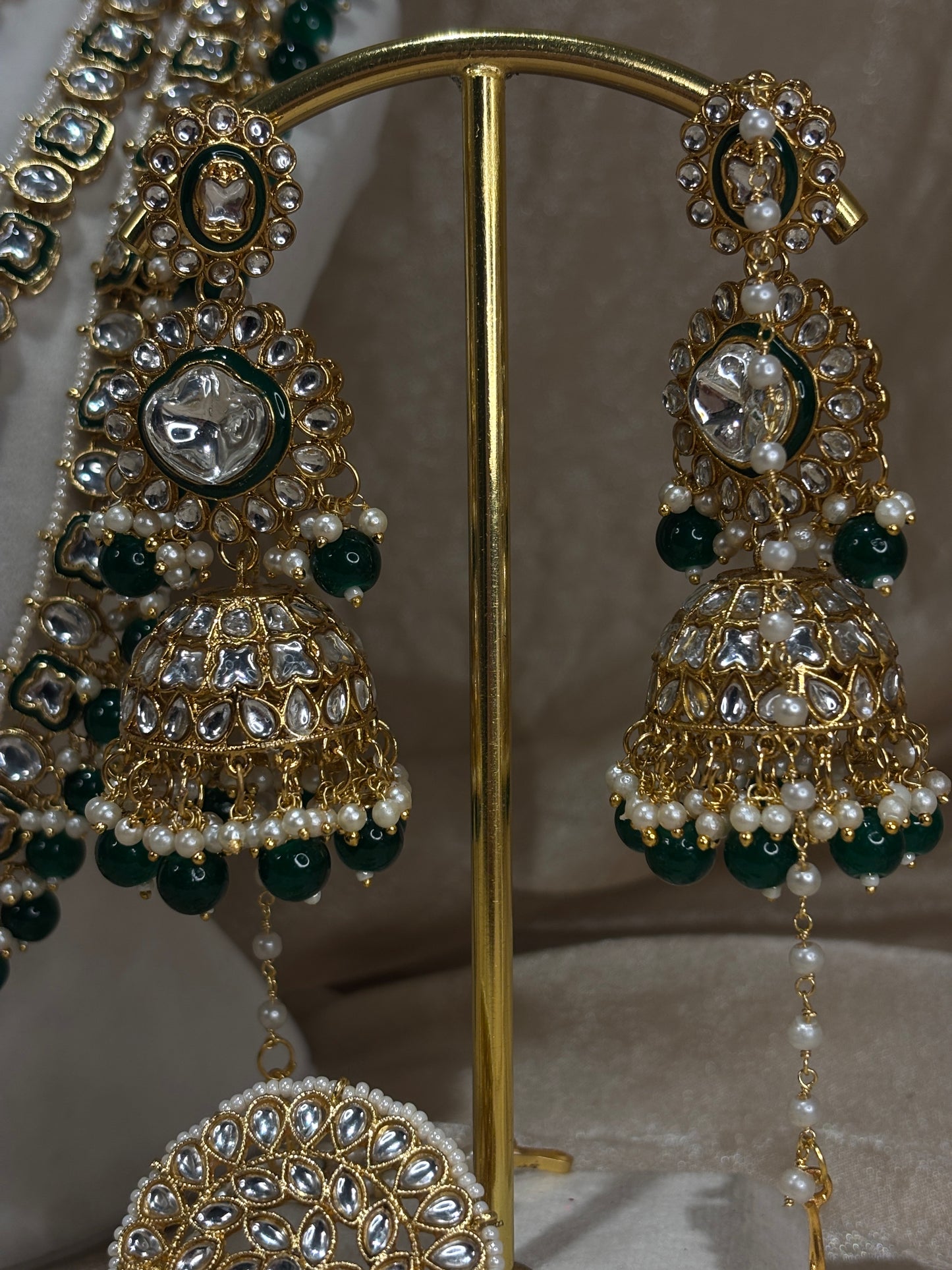 Green kundan bridal set