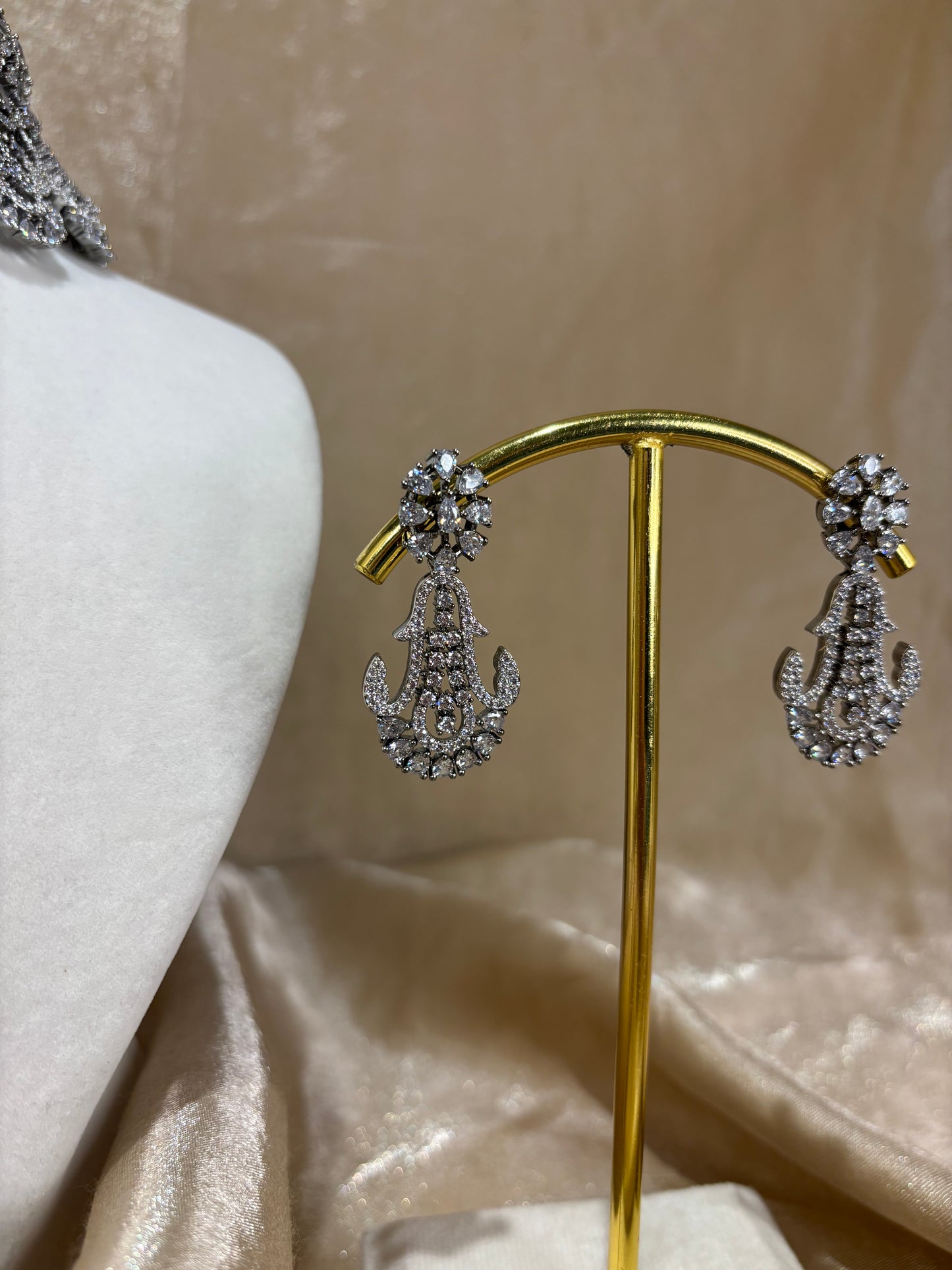Oxidized American diamond choker set