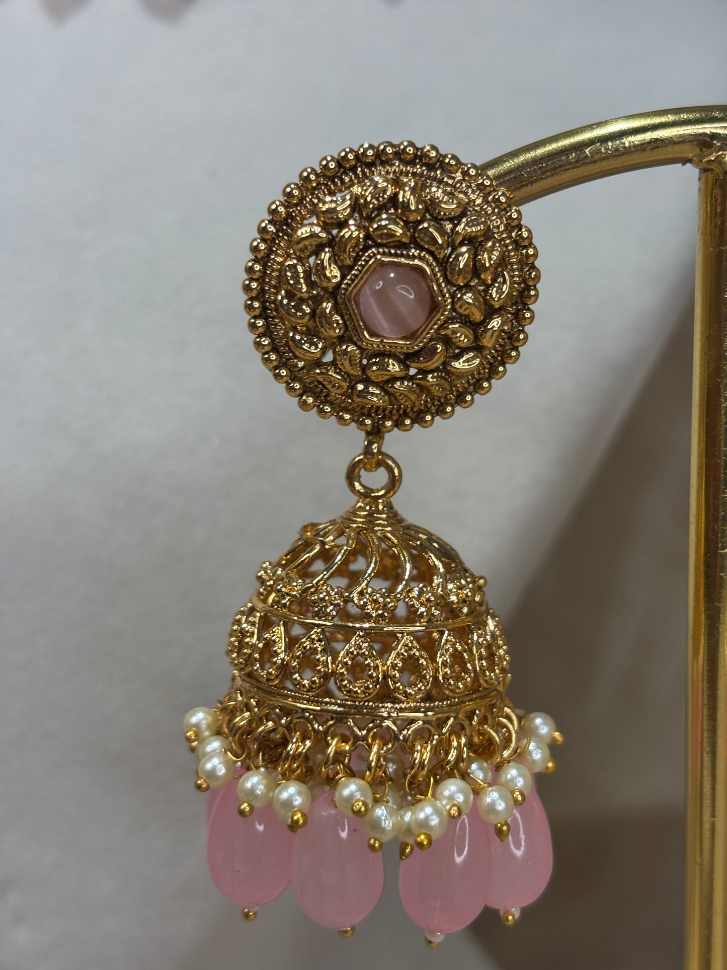 Baby pink antique gold choker set