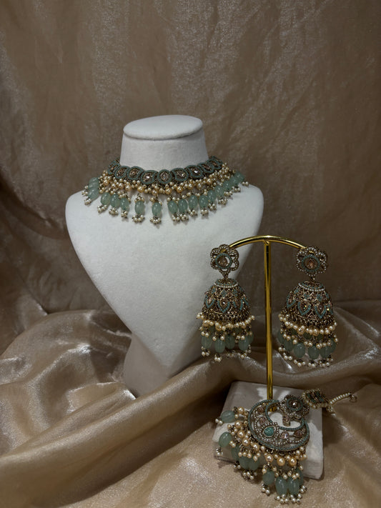 Mint green choker set