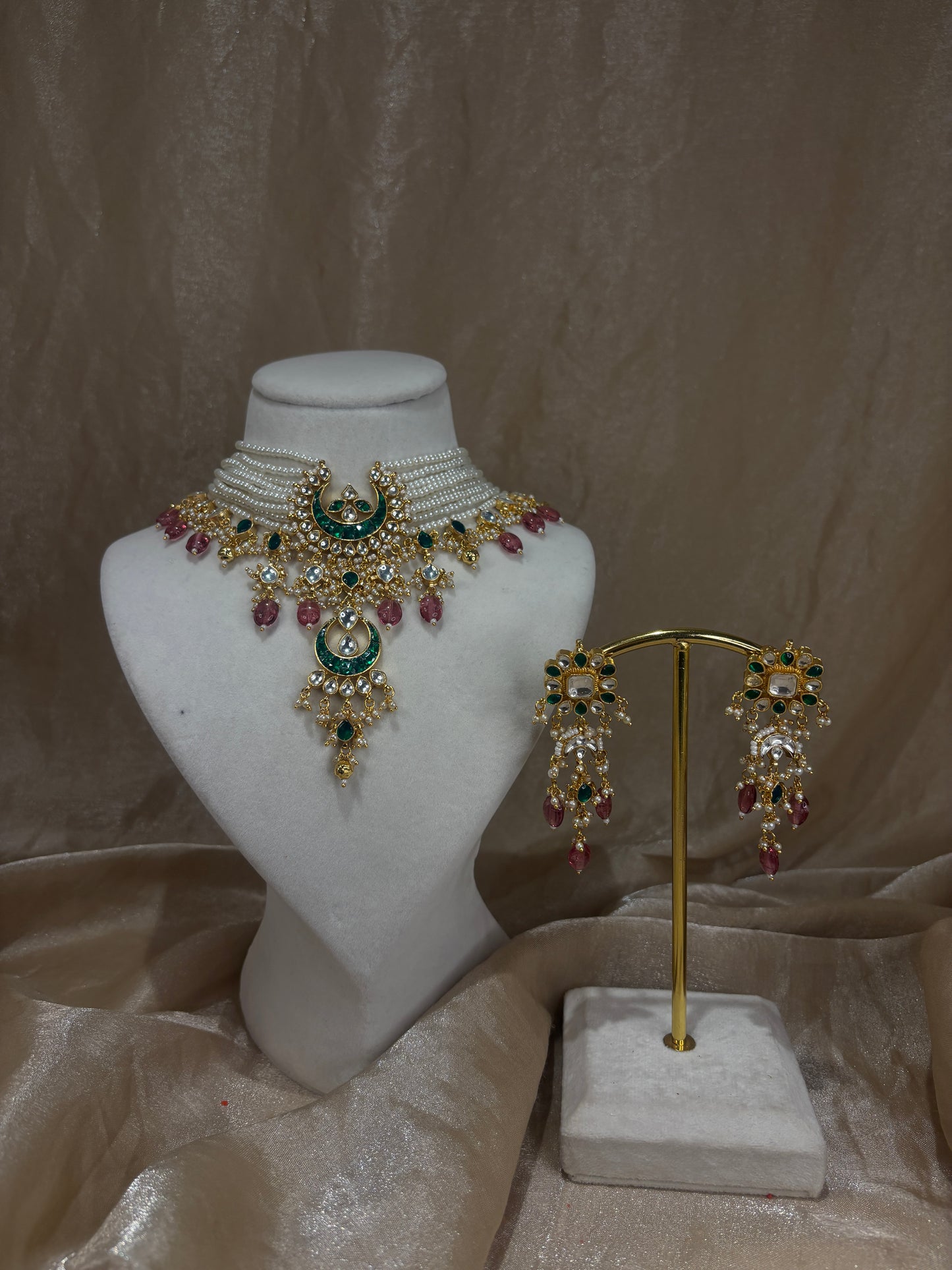 Emearld green/purple choker set