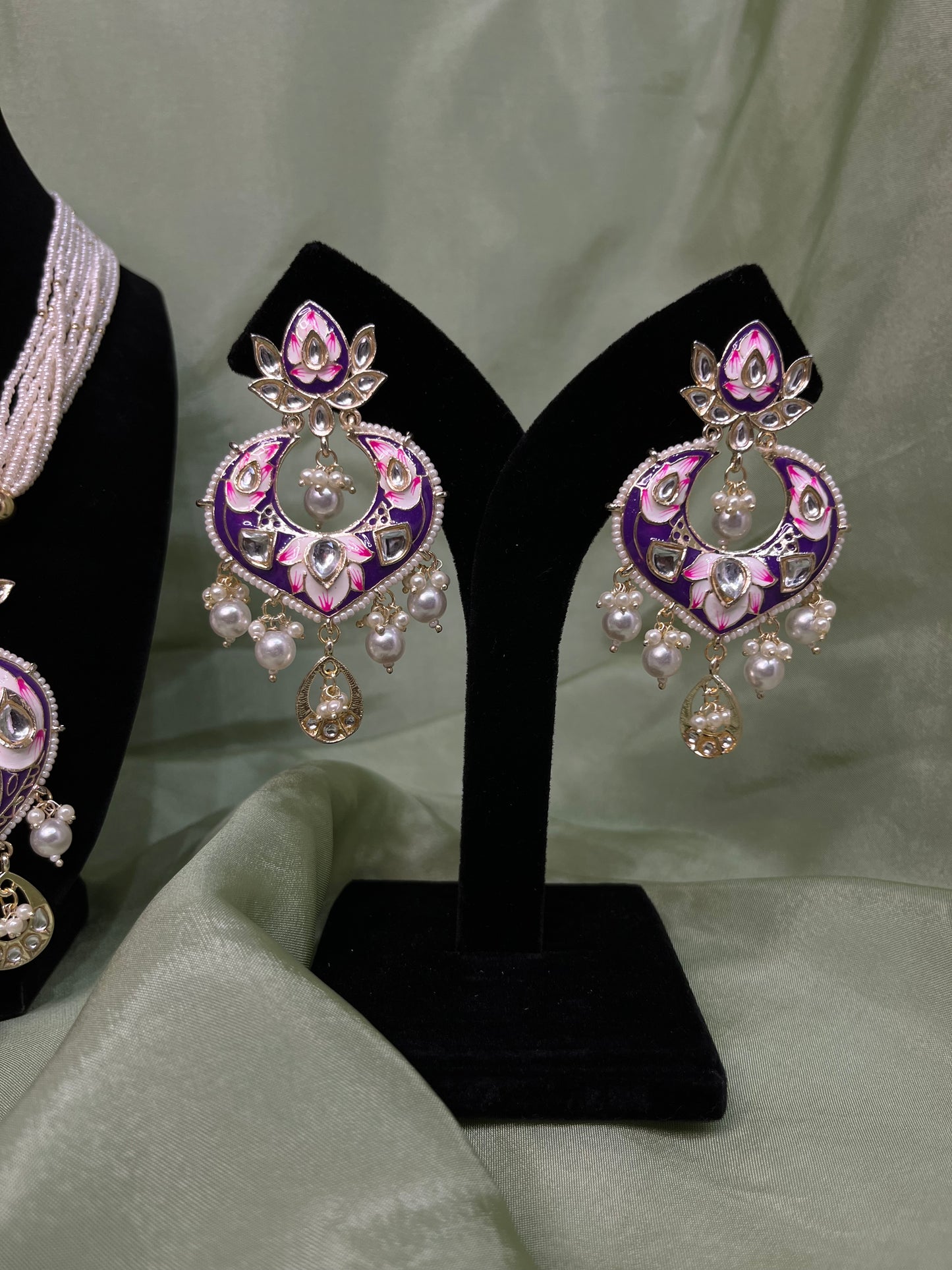 Purple long necklace set
