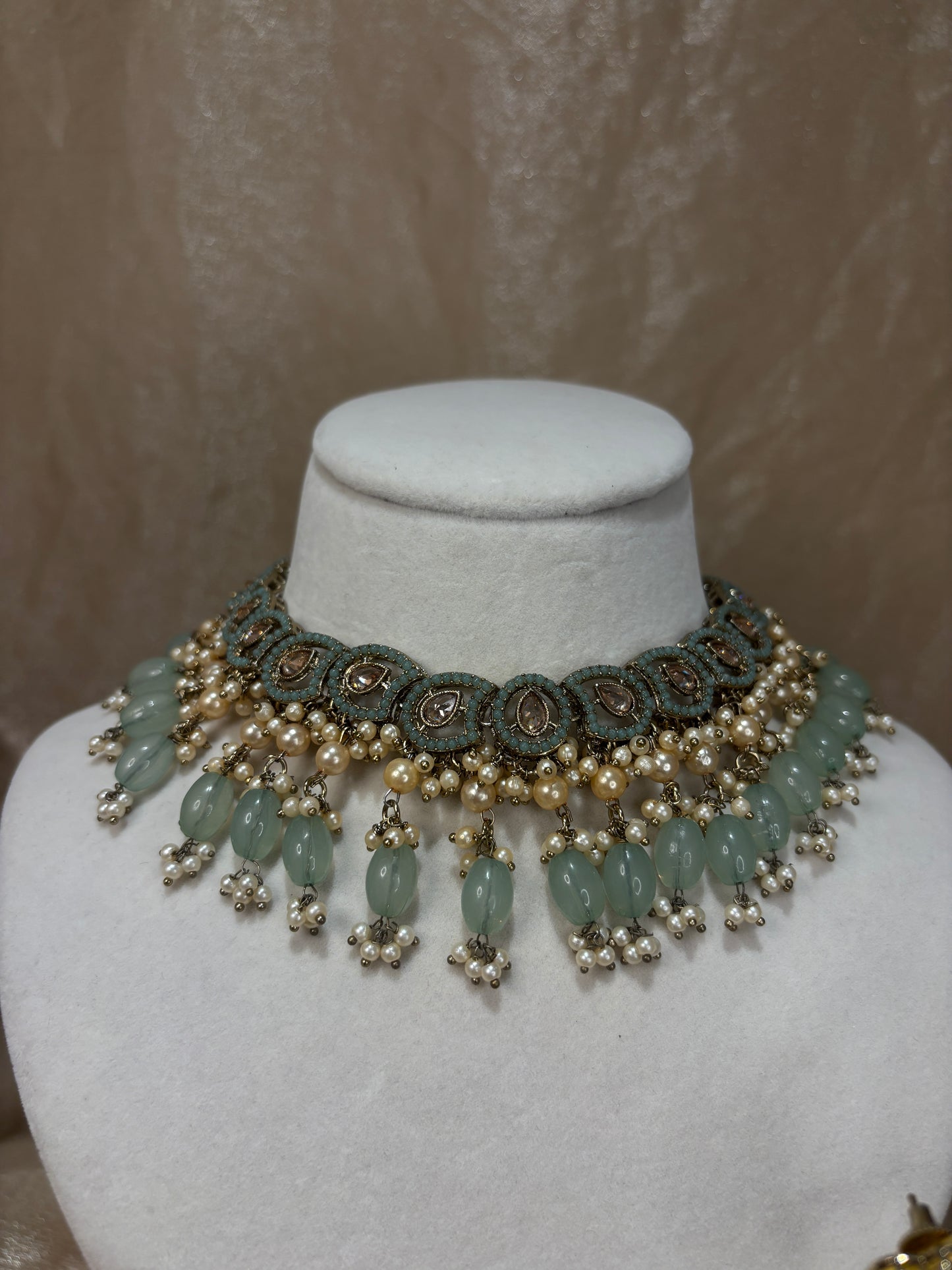 Mint green choker set