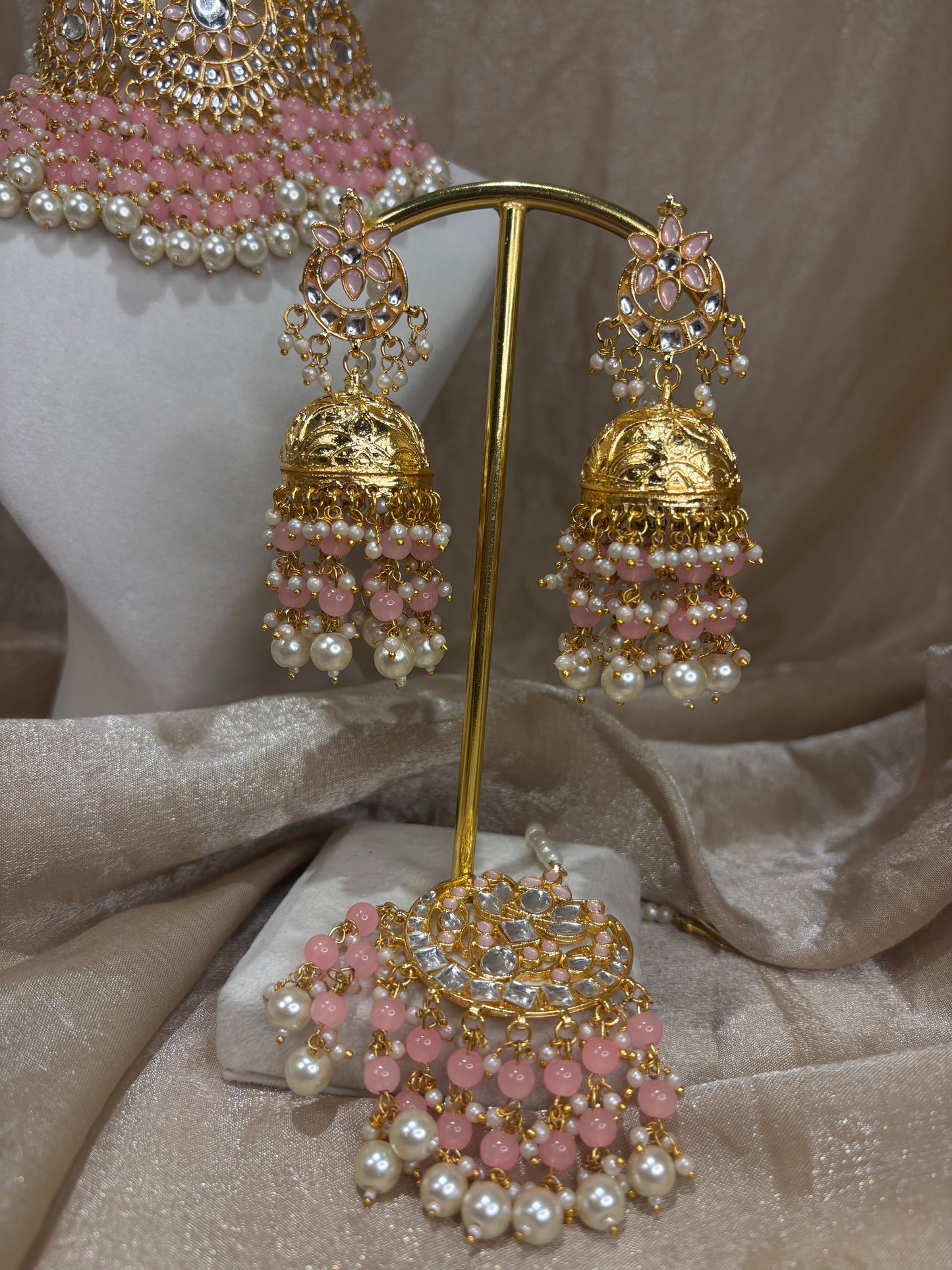 Pink kundan choker set