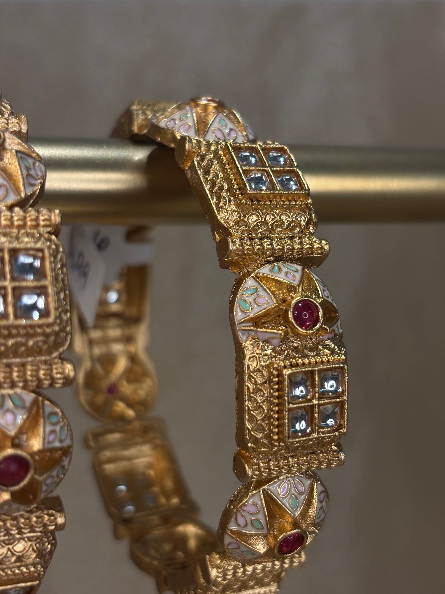 Yellow gold meenakari kare