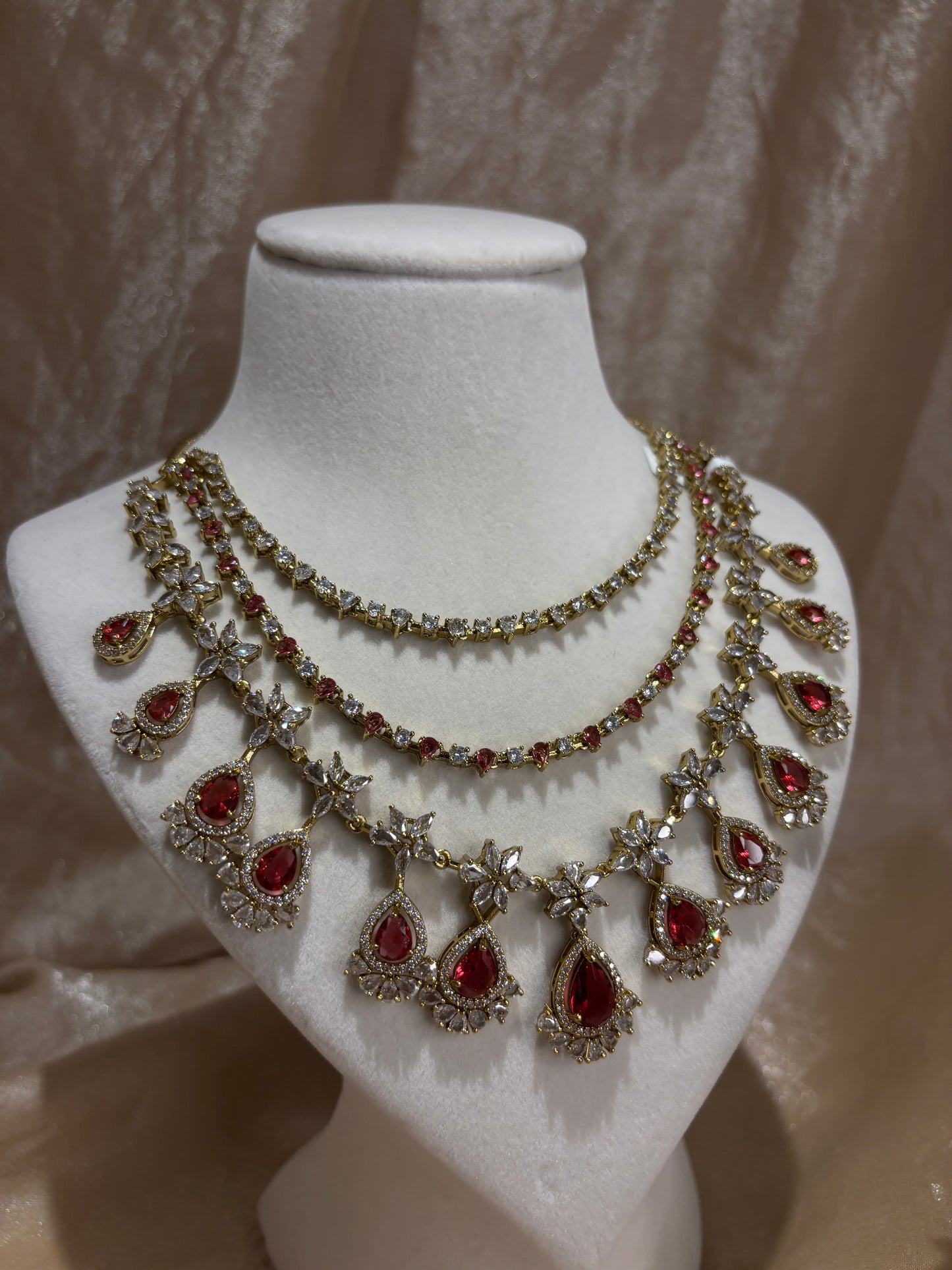 Red layered necklace