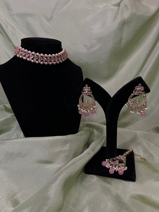 Baby pink choker set
