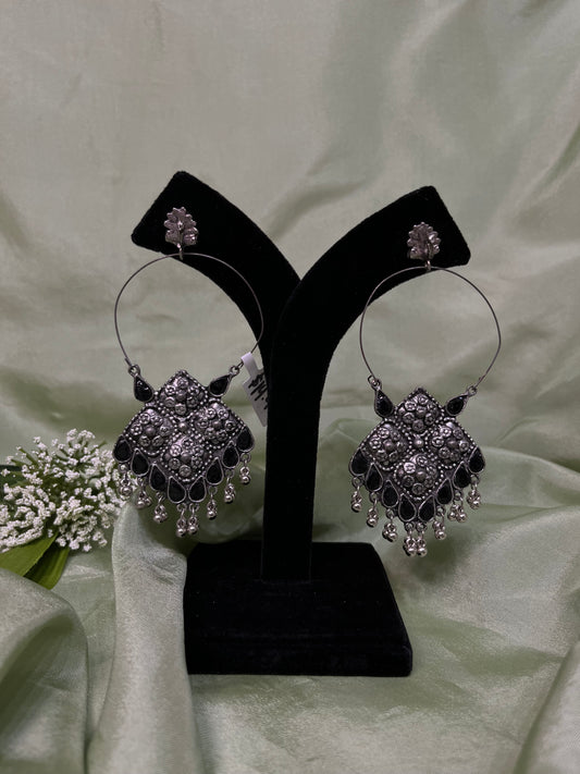 Black oxidized hoop earrings