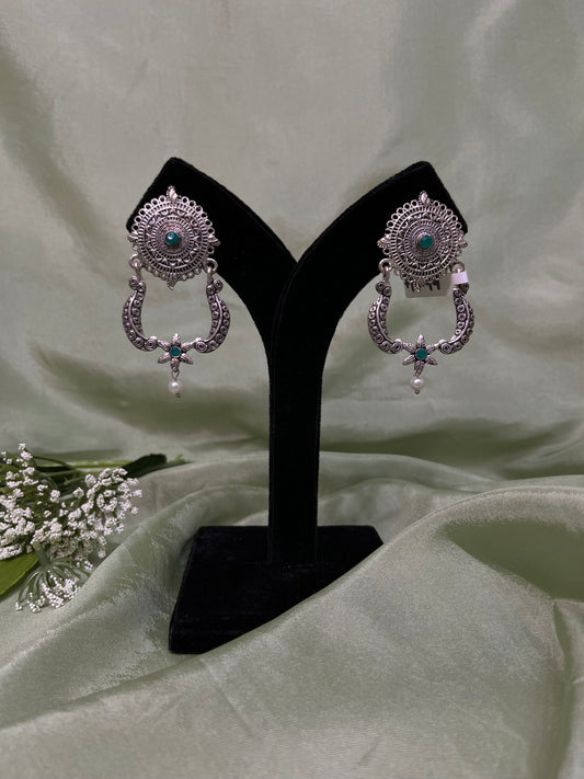 Emerald green oxidized earrings