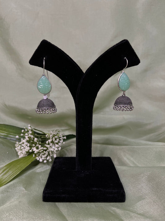 Mini mint green oxidized jhumki