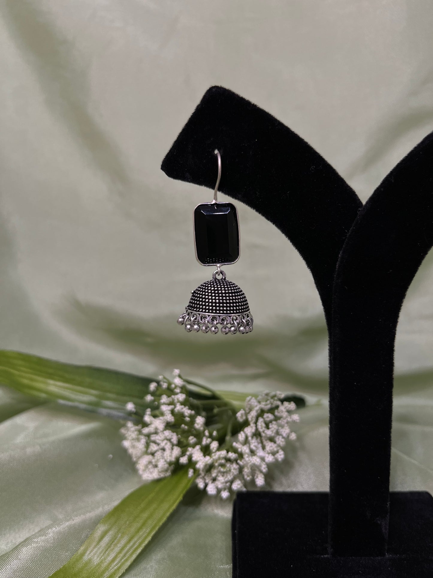 Mini black oxidized jhumki