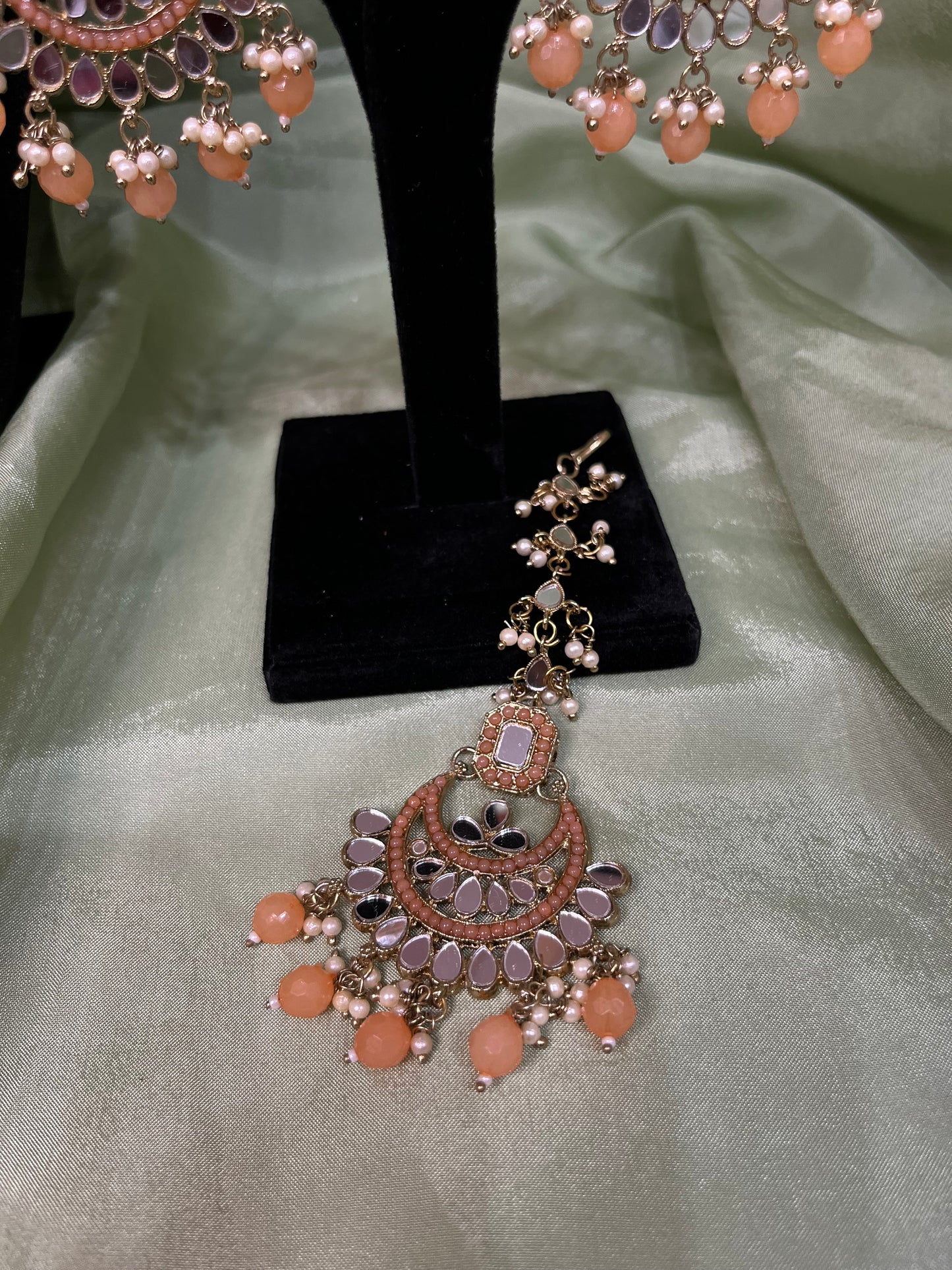 Peach bridal mirror work set