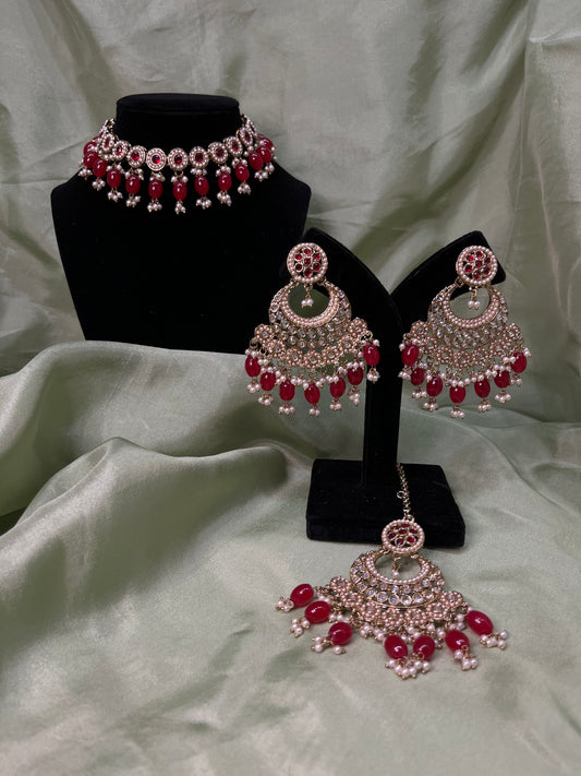 Maroon choker set