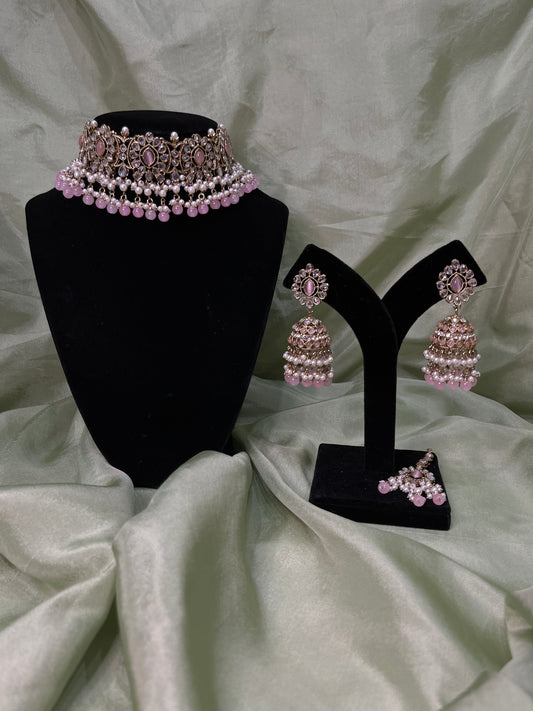 Baby pink choker set