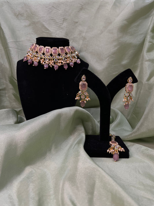 Dusty pink Mona Lisa choker set