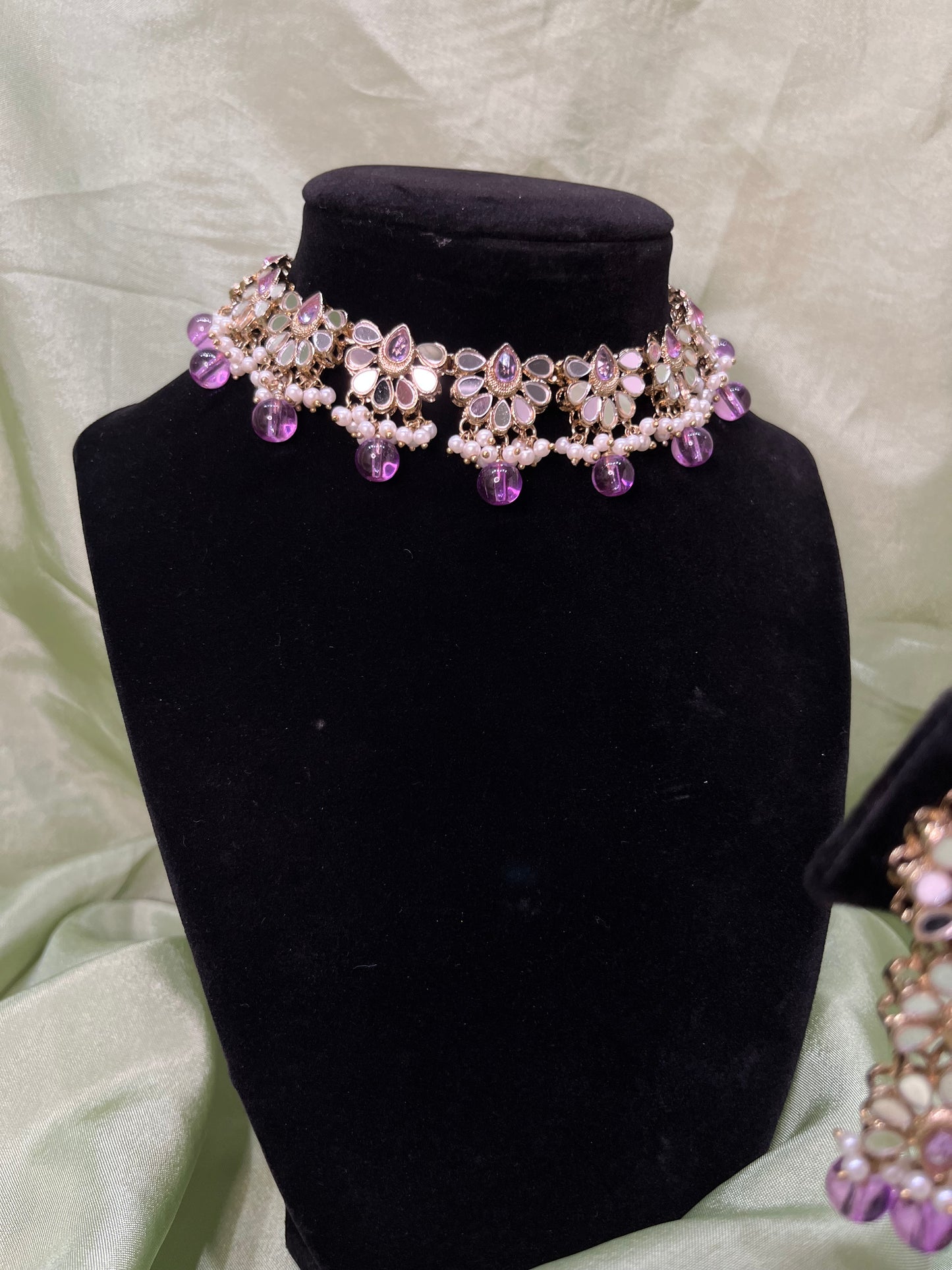 Lavender mirror work choker set